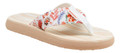 Rocket Dog Adios Womens Casual Flip Flop Toe Post Sandals, floral patterned thong sandal with a cushioned beige sole and adjustable strap