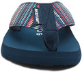 Rocket Dog Adios Womens Casual Flip Flop Toe Post Sandals, colorful woven fabric straps with a navy blue sole.
