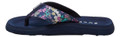 Rocket Dog Adios Womens Casual Flip Flop Toe Post Sandals, navy blue flip flop with floral patterned straps.