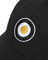 Lambretta Original Classic Logo Target Baseball Cap, black cap with embroidered target design featuring concentric circles in white, black, and gold.