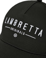 Lambretta Original Classic Logo Target Baseball Cap, black cap with white embroidered Lambretta logo and text.