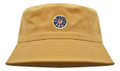 Lambretta Mens Bucket Classic Logo Festival Summer Hat, yellow bucket hat with embroidered circular Lambretta logo on the front.