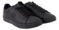 Lambretta Pinball 2 Mens Casual Smart Lace Up Memory Foam Trainers, black leather lace-up sneakers with padded collar and cushioned insoles.