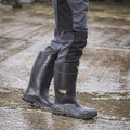 JCB Hydro Master Mens S5 Safety Rigger Steel Toe/Midsole Wellie Boots, black waterproof work boots on muddy ground