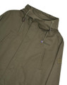 Lambretta Mens Shower Resistant Hooded Classic Badge Fishtail Parka, khaki green waterproof jacket with adjustable hood and multiple pockets.