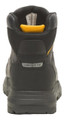 Caterpillar Crossrail 2.0 Mens Composite Toe Work Safety Boots, back view showing durable black construction, padded collar, and yellow pull tab for easy wear.
