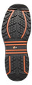 V12 Bison Mens Safety Work Composite Toe Midsole S3 Ankle Boots, the image shows the outsole of the boot with a rugged tread pattern in black and orange accents.