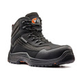 V12 Caiman Mens Safety Work Composite Toe S3 Vegan Ankle Boots, black industrial safety boots with waterproof features and durable construction.