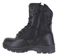 Rugged Terrain Mens Hi Leg Side Zip Up Steel Toe S3 Ankle Boots, black tactical work boots with side zipper, lace-up closure, durable sole, and steel toe for safety.