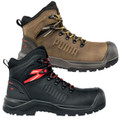 PUMA Safety PUMA Iron HD MID Mens Composite Toe Midsole S3 Work Safety Boots, pair of rugged men's work safety boots in black and brown with durable construction and safety features.