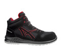 Albatros Clifton Mens Composite Toe Midsole S3 Work Safety Boots, black and red safety shoes with ankle support and sturdy sole for industrial and construction safety.