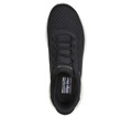 Skechers Bobs Squad Chaos In Color Womens Slip Ins Casual Trainers, black mesh slip-on sneaker with laces and white sole.
