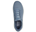 Skechers Bobs Squad Chaos In Color Womens Slip Ins Casual Trainers, top view of a blue slip-on sneaker with mesh upper and elastic laces.
