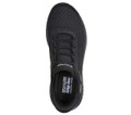 Skechers Bobs Squad Chaos In Color Womens Slip Ins Casual Trainers, black slip-on athletic shoes with breathable mesh upper and cushioned insole.