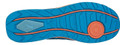PUMA Safety PUMA FrontSide Mens Safety Composite Toe Midsole S1P Work Trainers, view of the blue shoe sole with orange accents and safety high performance markings.