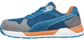 PUMA Safety PUMA FrontSide Mens Safety Composite Toe Midsole S1P Work Trainers, blue and grey athletic safety work shoe with orange accents and durable design