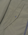 Lambretta Riley Mens Hooded Lightweight MOD SKA Coat Jacket, close-up of the light green fabric with a flap pocket and snap button closure.