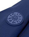 Lambretta Riley Mens Hooded Lightweight MOD SKA Coat Jacket, close-up of the blue jacket fabric with the Lambretta logo embossed on the material.