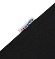 Lambretta Mens Smart Casual Retro SKA Ringer Logo Shirt, close-up of the black fabric and the visible Lambretta branded tag.