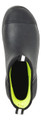 Muck Boots MUCK Chore Classic Chelsea Mens Stable Farm Wellington Wellie Ankle Boots, top view of black waterproof ankle boots with a neon yellow interior lining.