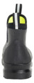 Muck Boots MUCK Chore Classic Chelsea Mens Stable Farm Wellington Wellie Ankle Boots, rear view of the waterproof black and gray work boot with pull tab and textured sole.