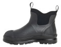 Muck Boots MUCK Chore Classic Chelsea Mens Stable Farm Wellington Wellie Ankle Boots, black waterproof ankle boots with slip-resistant sole and pull-on handles for outdoor farm and stable work.