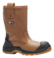 V12 Girzzly Mens Composite Toe Midsole S3 Safety Rigger Boots, tan and black work boot with protective toe and rugged sole.