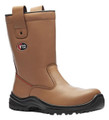 V12 Polar Mens Composite Toe Midsole S1P Safety Rigger Boots, brown safety work boot with black sole and protective toe cap.