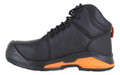Rugged Terrain Mens Metal Free Composite Waterproof S3 Ankle Boots, black with orange sole accents, durable design for outdoor and work safety.