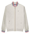 Lambretta Mens Classic Monkey MOD SKA Scooter Jacket, beige jacket with striped collar and cuffs, front zipper, and side pockets, ideal for vintage scooter and mod fashion enthusiasts.