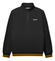 Lambretta Mens 1/4 Zip Pull Logo Classic Pull Over Sweatshirt, black sweatshirt with quarter zip neckline and Lambretta logo embroidered on chest.