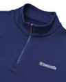 Lambretta Mens 1/4 Zip Pull Logo Classic Pull Over Sweatshirt, navy blue sweatshirt with a quarter-zip front and Lambretta logo embroidery.