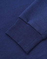 Lambretta Mens 1/4 Zip Pull Logo Classic Pull Over Sweatshirt, close-up of the navy blue fabric and ribbed cuff.