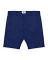 Lambretta Mens Chino Casual Classic Shorts, navy blue chino shorts with a flat front design and a button closure.