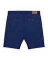Lambretta Mens Chino Casual Classic Shorts, navy blue chino shorts with back pocket buttons and leather brand patch.