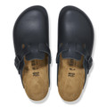 Birkenstock Boston Pro Mens Work Nurse Kitchen Hospital Clog Shoes - Regular, black therapeutic nursing clogs with adjustable strap and cushioned insole for comfort and support.