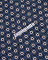 Lambretta Mens Geometric Target Retro Mod Ska Casual Polo Shirt, close-up of blue and beige geometric target pattern fabric with Lambretta logo.