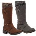 Rocket Dog Telsa Womens Tall Zip Up Mid Calf Biker Buckle Boots