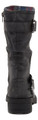 Rocket Dog Trumble Womens Zip Up Mid Calf Biker Buckle Boots, side view of a black leather mid-calf biker boot with buckle accents and a functional zipper for easy wear.