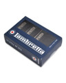 Lambretta Mens 3 Pack Cotton Underwear Trunks Boxer Shorts, packaging showing black cotton trunks inside a navy blue box with transparent window