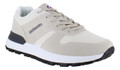 Lambretta Echo Mens Casual Smart Memory Foam Trainers, beige athletic sneakers with cushioned insoles, lace-up closure, and durable rubber outsole for comfort and style.