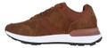 Lambretta Echo Mens Casual Smart Memory Foam Trainers, brown leather and mesh sneaker with cushioned sole and lace-up design.