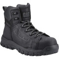 Caterpillar Threshold Rebound Mens Composite Toe Cap Work Safety Boots, black high-top safety boots with rugged design, reinforced toe cap, and durable sole.