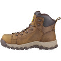 Caterpillar Threshold Rebound Mens Composite Toe Cap Work Safety Boots, rugged leather outdoor work boots with cushioned ankle support, lace-up front, and slip-resistant outsole for safety and durability.