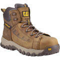 Caterpillar Threshold Rebound Mens Composite Toe Cap Work Safety Boots, rugged brown leather work boots with composite toe caps and durable outsole.