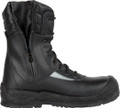 Cofra Off Shore Mens S3 Composite Toe Zip Up Safety Work Boots, black waterproof work boot with lace-up front and side zipper, rugged slip-resistant sole, designed for offshore and industrial work environments.