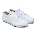 Birkenstock QO 500 Mens/Womens Microfibre Nursing Work Shoes - Regular, white casual shoes with lace-up design and cushioned interior for healthcare professionals.