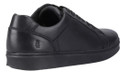 Hush Puppies Madden Mens Casual Lace Up Smart Leather Trainers, black leather sneakers with lace-up front and padded collar for comfort.