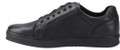 Hush Puppies Madden Mens Casual Lace Up Smart Leather Trainers, black leather sneakers with lace-up closure and low-profile design.