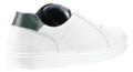 Hush Puppies Madden Mens Casual Lace Up Smart Leather Trainers, white leather sneakers with dark green heel detail and white laces.